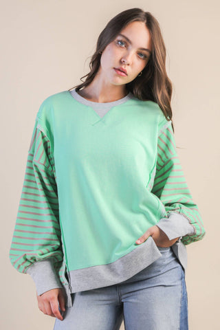 Oversized Striped Casual Knit Top-Pullover Top-VERY J-Stuffology - Where Vintage Meets Modern, A Boutique for Real Women in Crosbyton, TX