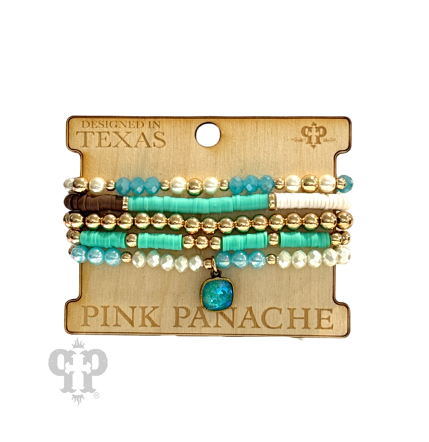 Mixed bead bracelet with five strands-Bracelets-Pink Panache Brands-Stuffology - Where Vintage Meets Modern, A Boutique for Real Women in Crosbyton, TX