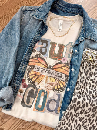 But God Boho Butterfly Graphic Tee-Graphic Tees-Willow Poppy-Stuffology - Where Vintage Meets Modern, A Boutique for Real Women in Crosbyton, TX