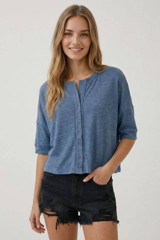 Round Neck Button Down Cardigan-Cardigan-Doe and Rae-Stuffology - Where Vintage Meets Modern, A Boutique for Real Women in Crosbyton, TX