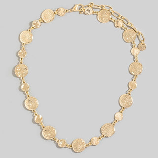 Metallic Hammered Coins Chain Necklace-Necklaces-The Looks by Fame Accessories-Stuffology - Where Vintage Meets Modern, A Boutique for Real Women in Crosbyton, TX