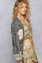 Oversized balloon sleeve camo pattern twill jacket-Jackets-Pol Clothing-Stuffology - Where Vintage Meets Modern, A Boutique for Real Women in Crosbyton, TX