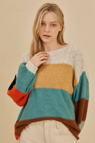 Multi Color Block Oversize Sweater-Sweaters-Mello.-Stuffology - Where Vintage Meets Modern, A Boutique for Real Women in Crosbyton, TX