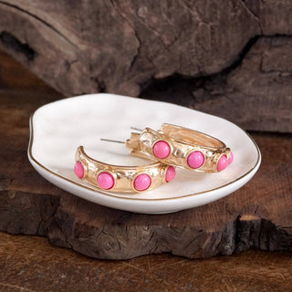 Jeweled Bubble Hoop Earrings – Colorful Acrylic Cabochons-PennyLine inc-Stuffology - Where Vintage Meets Modern, A Boutique for Real Women in Crosbyton, TX
