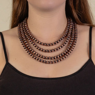 🌟 4-Strand Layered Pearl Bead Necklace — Silver or Copper-Necklaces-Stuffology Boutique-Stuffology - Where Vintage Meets Modern, A Boutique for Real Women in Crosbyton, TX
