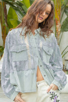 Oversize button down lace pattern casual shacket top-Pol Clothing-Stuffology - Where Vintage Meets Modern, A Boutique for Real Women in Crosbyton, TX
