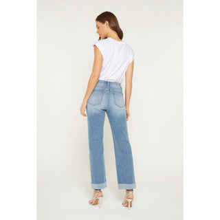Mica High Rise Straight Leg Cuffed Jeans-Jeans-Mica Denim-Stuffology - Where Vintage Meets Modern, A Boutique for Real Women in Crosbyton, TX