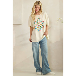 WILDFLOWER BLOOM PATCH TEE-Tees-Sage + Fig-Stuffology - Where Vintage Meets Modern, A Boutique for Real Women in Crosbyton, TX
