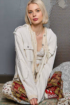 Vintage Wash Double Gauze Hoodie Jacket-Hoodie-Pol Clothing-Stuffology - Where Vintage Meets Modern, A Boutique for Real Women in Crosbyton, TX