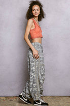 Printed Woven Contrast Band Trim Jogger Pants-Pol Clothing-Stuffology - Where Vintage Meets Modern, A Boutique for Real Women in Crosbyton, TX