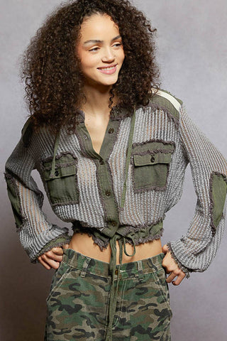 POL Clothing Open Knit Frayed Jacket-Jackets-Pol Clothing-Stuffology - Where Vintage Meets Modern, A Boutique for Real Women in Crosbyton, TX