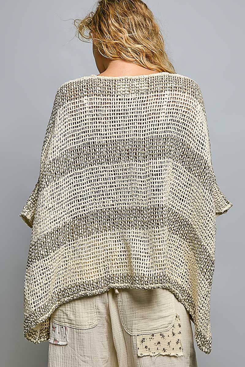 3/4 Sleeve Wide Neck Airy Textured Knit Top-Pol Clothing-Stuffology - Where Vintage Meets Modern, A Boutique for Real Women in Crosbyton, TX