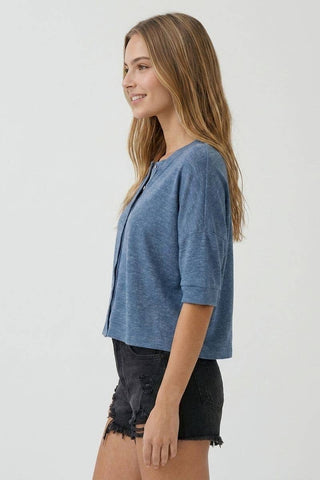 Round Neck Button Down Cardigan-Cardigan-Doe and Rae-Stuffology - Where Vintage Meets Modern, A Boutique for Real Women in Crosbyton, TX