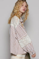 POL Clothing Balloon Sleeve Stripe Denim Shacket-Shirt / Jacket-Pol Clothing-Stuffology - Where Vintage Meets Modern, A Boutique for Real Women in Crosbyton, TX