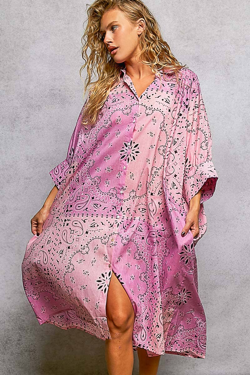 Short Sleeve Floral Printed Maxi Length Button Down Dress-Pol Clothing-Stuffology - Where Vintage Meets Modern, A Boutique for Real Women in Crosbyton, TX