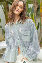 Oversize button down lace pattern casual shacket top-Pol Clothing-Stuffology - Where Vintage Meets Modern, A Boutique for Real Women in Crosbyton, TX