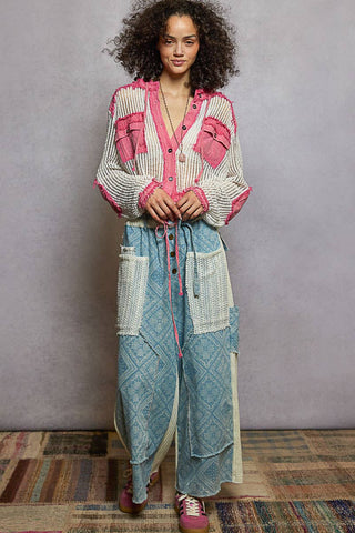POL Clothing Open Knit Frayed Jacket-Jackets-Pol Clothing-Stuffology - Where Vintage Meets Modern, A Boutique for Real Women in Crosbyton, TX