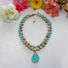Crazy Lace Agate and Magnesite Turquoise Pendant Necklace-IST Jewelry-Stuffology - Where Vintage Meets Modern, A Boutique for Real Women in Crosbyton, TX