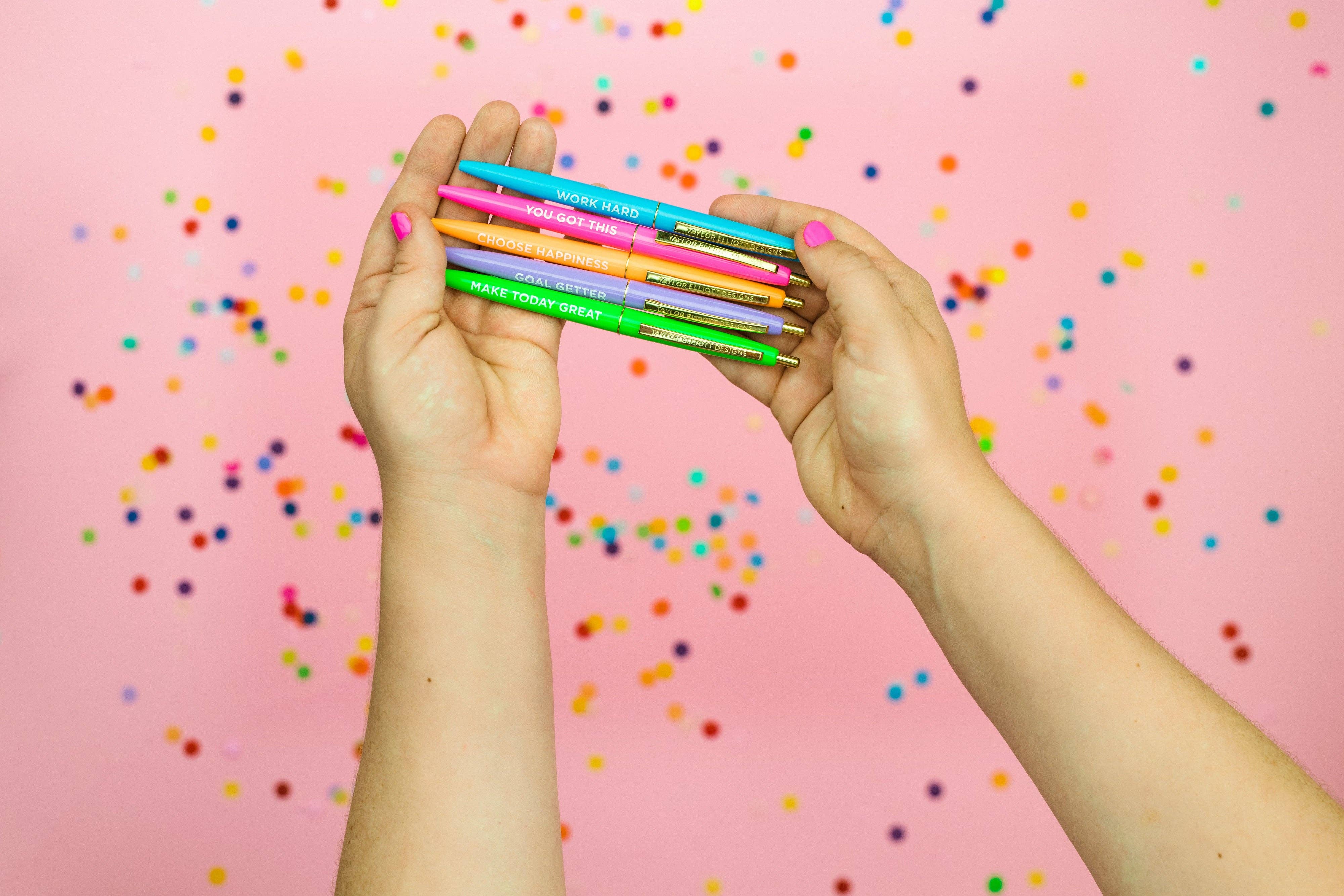 Pen Set - Motivational - Asst Colors - 5 Piece Set-PENS-Taylor Elliott Designs-Stuffology - Where Vintage Meets Modern, A Boutique for Real Women in Crosbyton, TX