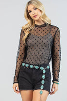 BLACK POLKA DOT SHEER MESH TOP-MESH TOP-Avery-Stuffology - Where Vintage Meets Modern, A Boutique for Real Women in Crosbyton, TX