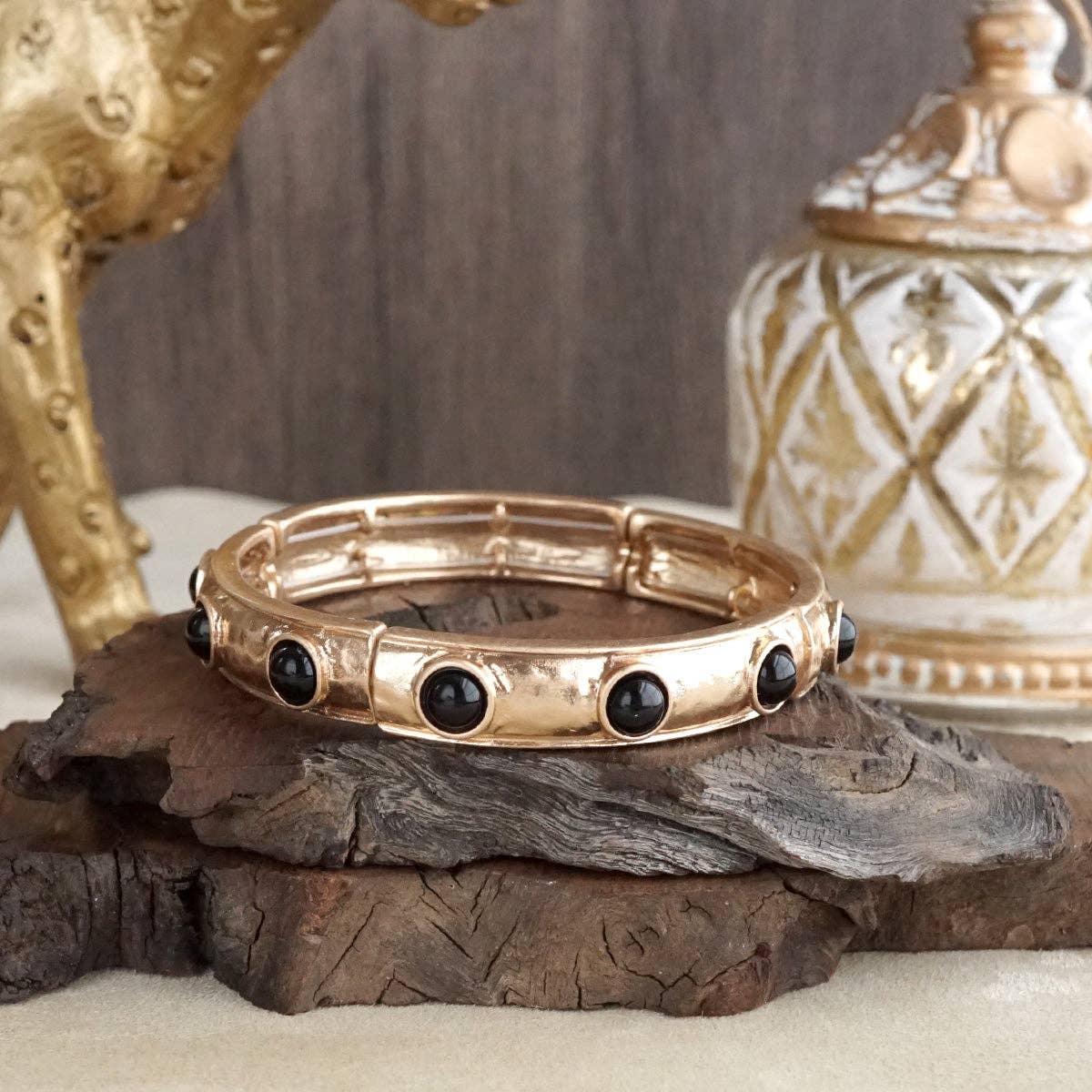 Timeless Charm – Slim Cabochon Eternity Bangle-Bracelets-PennyLine inc-Stuffology - Where Vintage Meets Modern, A Boutique for Real Women in Crosbyton, TX