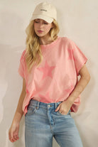 FADED STAR-PRINT OVERSZED TOP-Tees-Sage + Fig-Stuffology - Where Vintage Meets Modern, A Boutique for Real Women in Crosbyton, TX