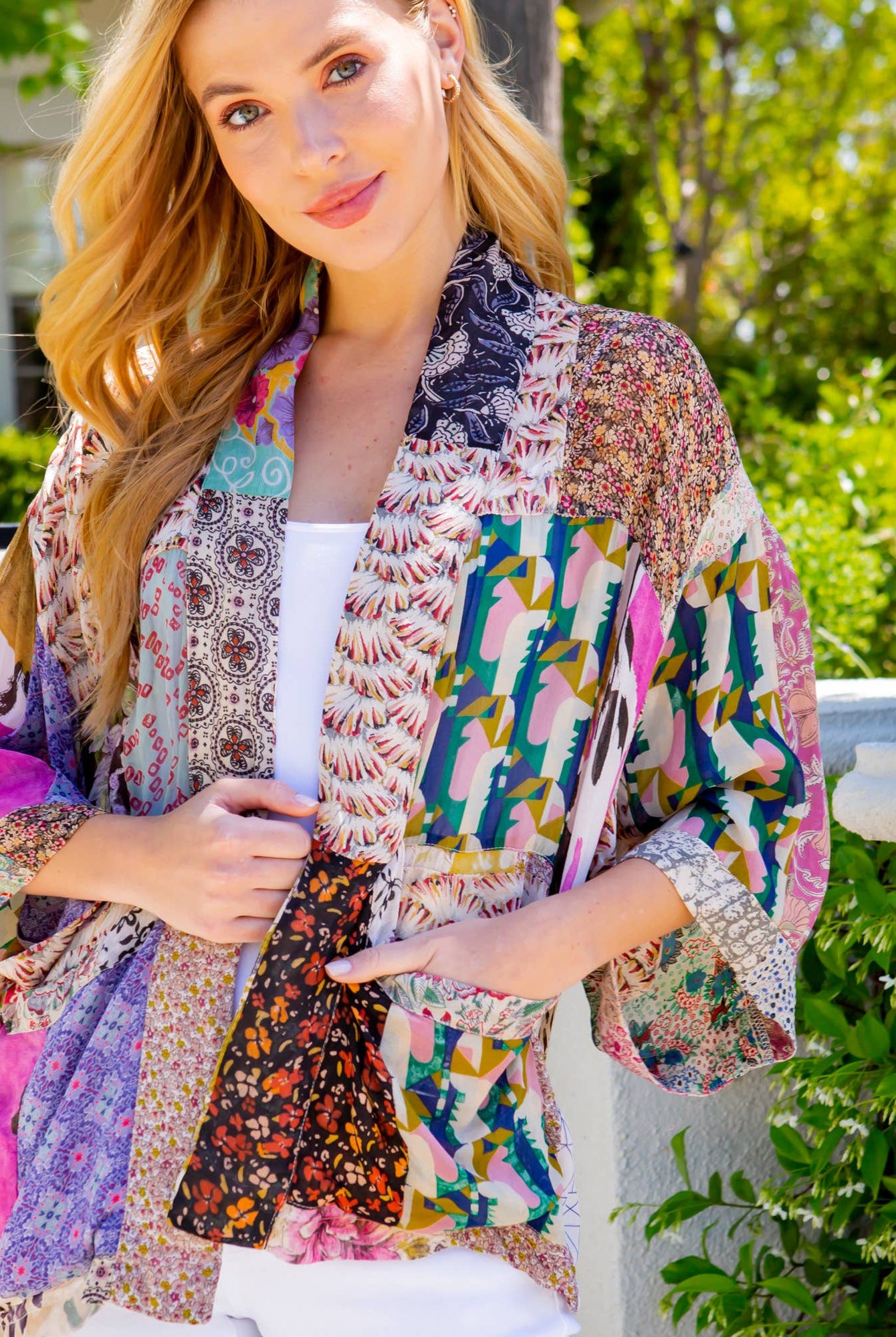 Floral Print Puff Sleeve Boho Women Kimono Loose Jacket | Stuffology Boutique-Kimonos-Young Threads-Stuffology - Where Vintage Meets Modern, A Boutique for Real Women in Crosbyton, TX