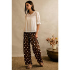 POLKA DOT CREPE SMOCKED POCKET WIDE LEG PANTS-So Me-Stuffology - Where Vintage Meets Modern, A Boutique for Real Women in Crosbyton, TX