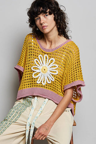 POL Clothing Round Neck Sleeveless Floral Open Crochet Sweater-Tops-Pol Clothing-Stuffology - Where Vintage Meets Modern, A Boutique for Real Women in Crosbyton, TX