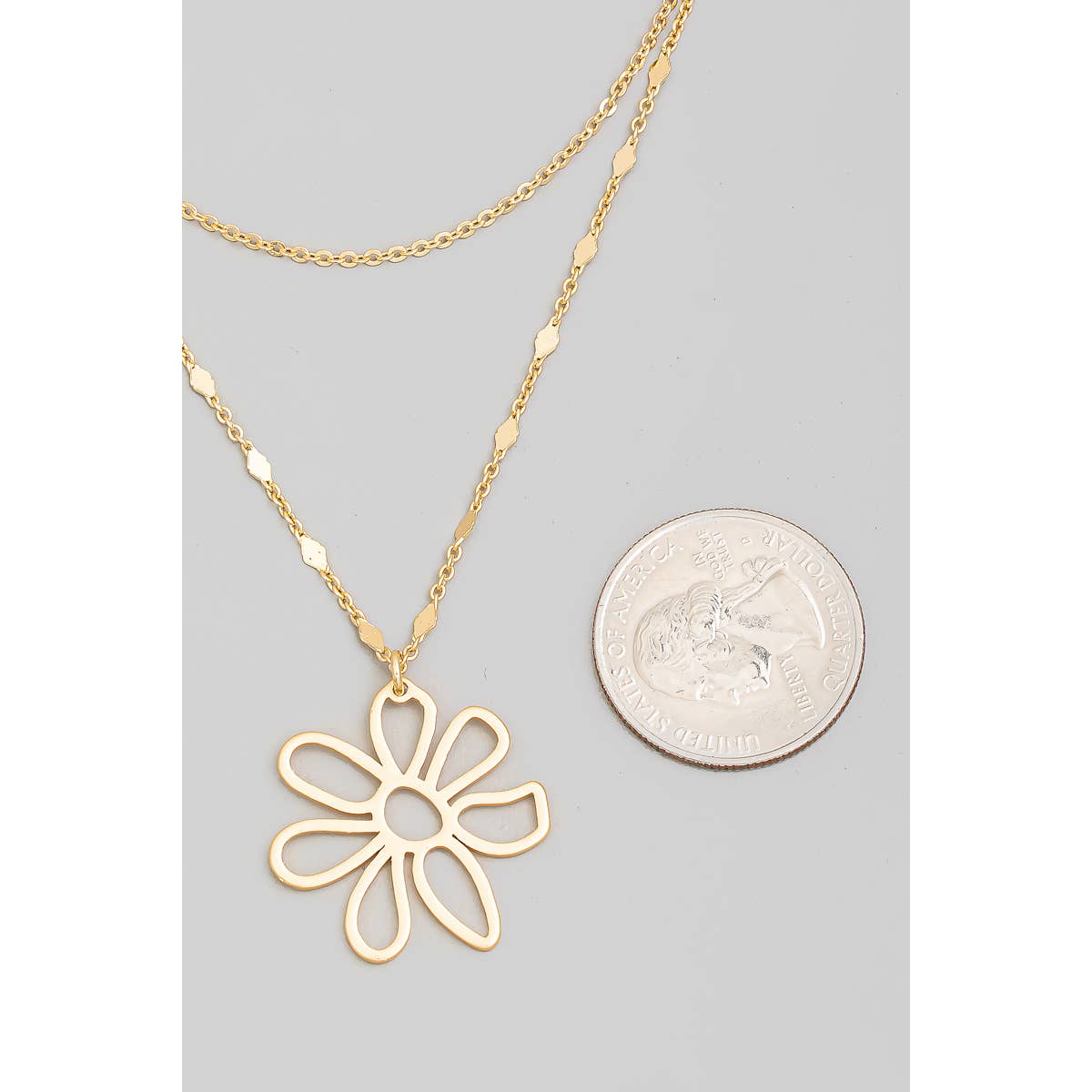 Flower Pendant Layered Chains Necklace Set | Stuffology Boutique-Necklaces-The Looks by Fame Accessories-Stuffology - Where Vintage Meets Modern, A Boutique for Real Women in Crosbyton, TX
