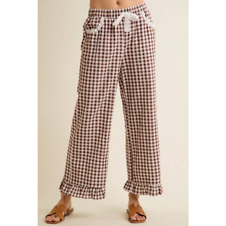 Gingham Ruffle Hem Pants-So Me-Stuffology - Where Vintage Meets Modern, A Boutique for Real Women in Crosbyton, TX