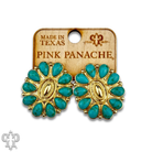 Turquoise and 18k gold dipped concho earring-Earrings-Pink Panache Brands-Stuffology - Where Vintage Meets Modern, A Boutique for Real Women in Crosbyton, TX
