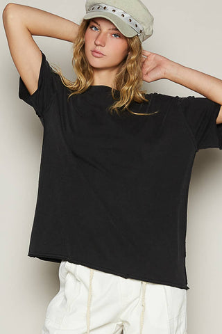 POL Clothing Vintage Washed Round Neck Short Sleeve Basic Solid Top / Tee-TOP-Pol Clothing-Stuffology - Where Vintage Meets Modern, A Boutique for Real Women in Crosbyton, TX