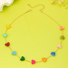 Multicolor Resin Beaded Heart Station Necklace | 80N92985-Necklaces-JOSSLYN by wall to wall-Stuffology - Where Vintage Meets Modern, A Boutique for Real Women in Crosbyton, TX