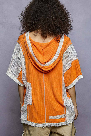 POL Clothing Orange Crochet Patch Hoodie Top-Hoodie-Pol Clothing-Stuffology - Where Vintage Meets Modern, A Boutique for Real Women in Crosbyton, TX