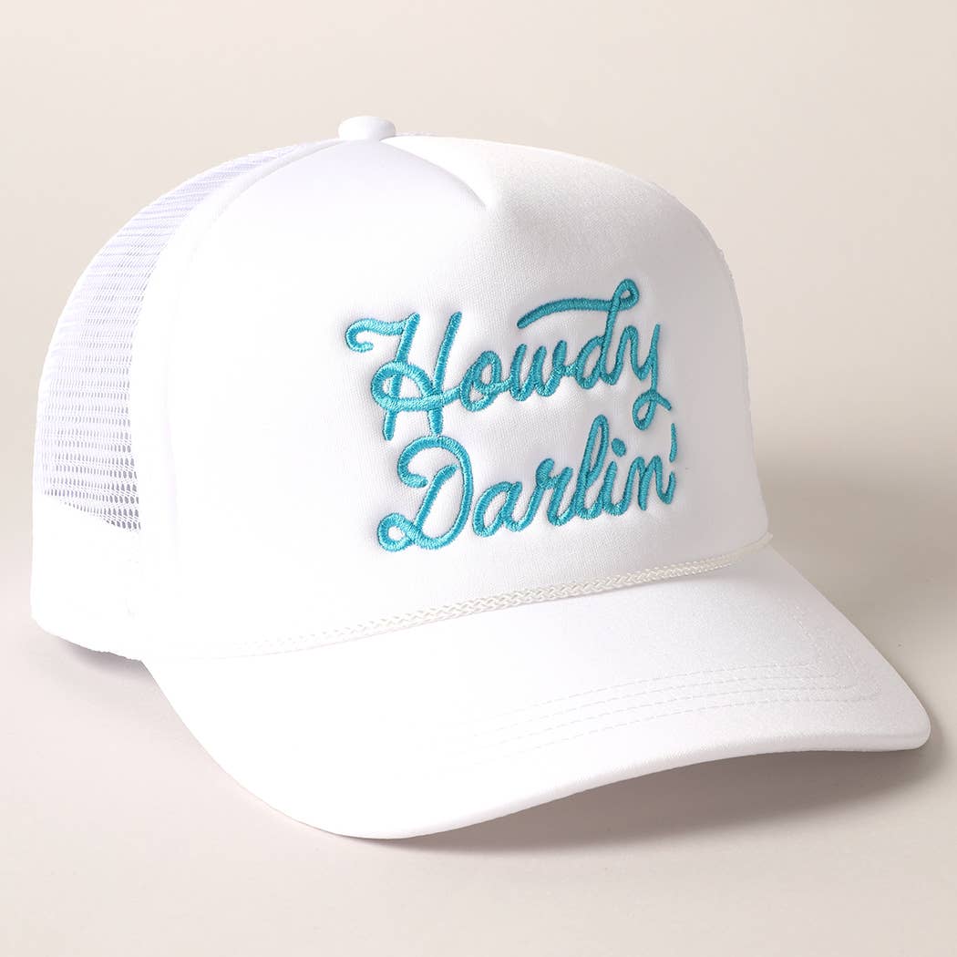 Howdy Darlin' Embroidered Mesh Back Trucker Cap | Stuffology Boutique-Hats-Fashion City-Stuffology - Where Vintage Meets Modern, A Boutique for Real Women in Crosbyton, TX