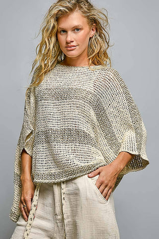 3/4 Sleeve Wide Neck Airy Textured Knit Top-Pol Clothing-Stuffology - Where Vintage Meets Modern, A Boutique for Real Women in Crosbyton, TX