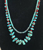 Case of 2 Turquoise, red glass bead necklaces, Native made-Necklaces-Horse Spirit Studio-Stuffology - Where Vintage Meets Modern, A Boutique for Real Women in Crosbyton, TX