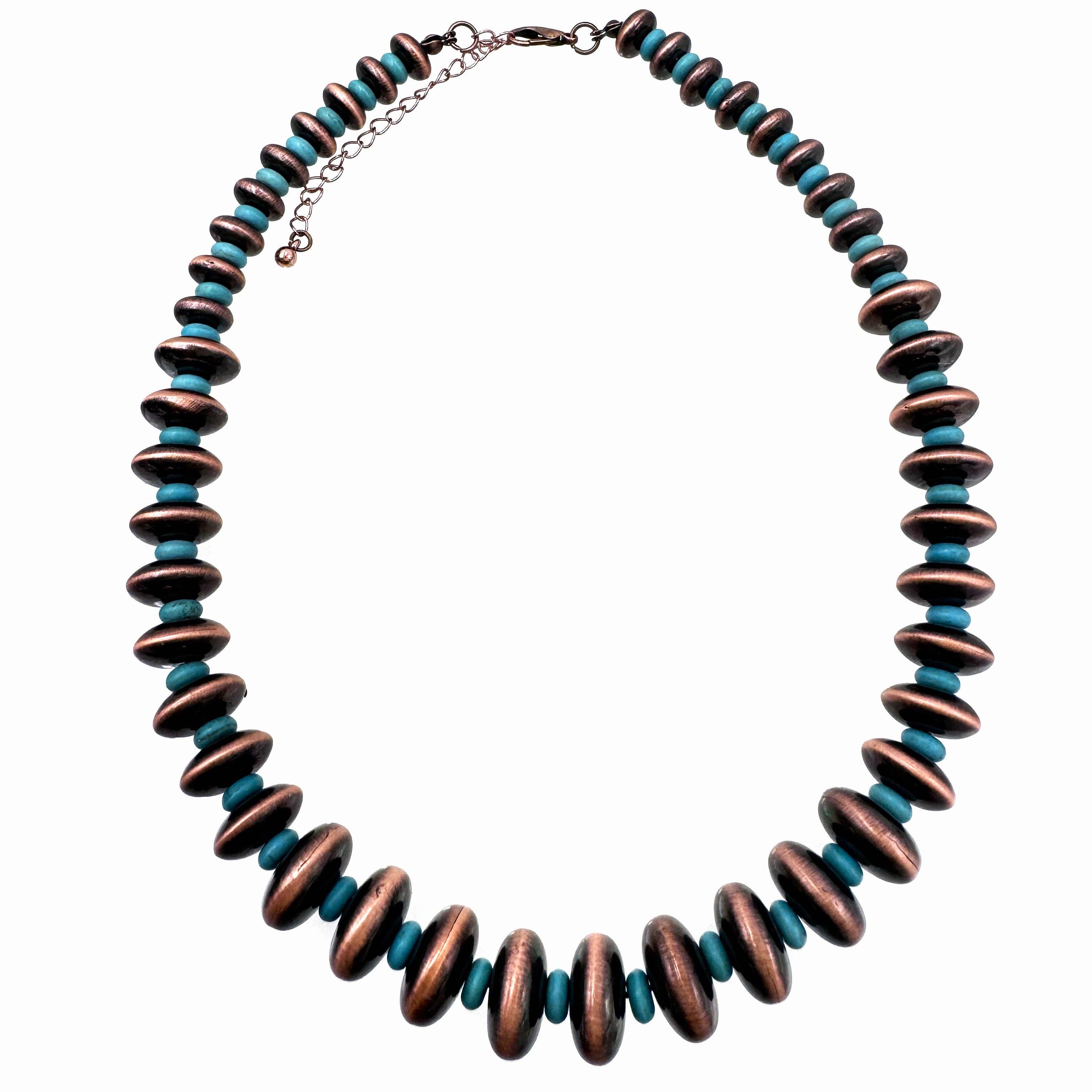 Navajo Flat Bead Necklace-Necklaces-Lunar Deer-Stuffology - Where Vintage Meets Modern, A Boutique for Real Women in Crosbyton, TX