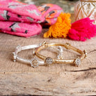 Cross Coin Bangle in Worn Silver or Gold Tone-Bracelets-PennyLine inc-Stuffology - Where Vintage Meets Modern, A Boutique for Real Women in Crosbyton, TX