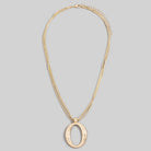 Matte Hammered Gold Oval Pendant Layered Chains Necklace-Necklaces-The Looks by Fame Accessories-Stuffology - Where Vintage Meets Modern, A Boutique for Real Women in Crosbyton, TX