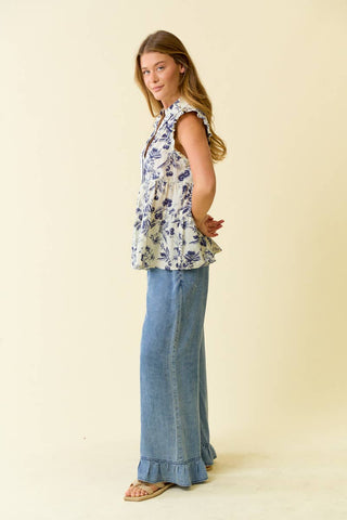 Ruffle Bottom Wide Leg Pants-Wide Leg Pants-Doe and Rae-Stuffology - Where Vintage Meets Modern, A Boutique for Real Women in Crosbyton, TX