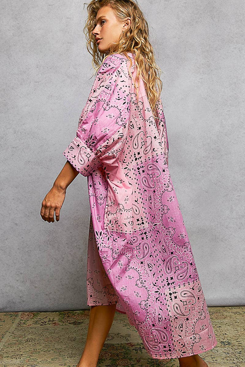 Short Sleeve Floral Printed Maxi Length Button Down Dress-Pol Clothing-Stuffology - Where Vintage Meets Modern, A Boutique for Real Women in Crosbyton, TX