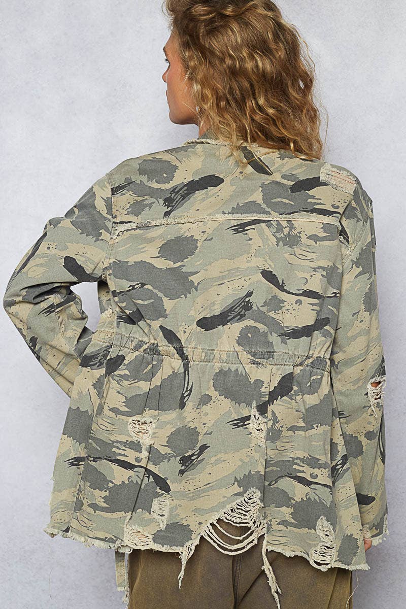 POL Clothing Sweet Camo Twill Jacket-Jackets-Pol Clothing-Stuffology - Where Vintage Meets Modern, A Boutique for Real Women in Crosbyton, TX