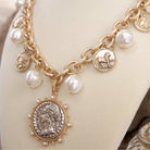 Boho Coin and Pearl Charms Statement Necklace – Gold and Silver Tone-PennyLine inc-Stuffology - Where Vintage Meets Modern, A Boutique for Real Women in Crosbyton, TX