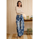 WASHED POLKA DOT DENIM BARREL PANTS WITH CARGO POCKETS-BiBi-Stuffology - Where Vintage Meets Modern, A Boutique for Real Women in Crosbyton, TX
