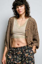 Batwing Sleeve Button Down Solid Crochet Cardigan Top-Pol Clothing-Stuffology - Where Vintage Meets Modern, A Boutique for Real Women in Crosbyton, TX