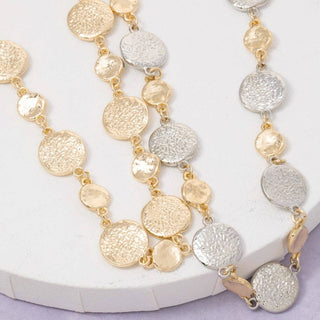 Metallic Hammered Coins Chain Necklace-Necklaces-The Looks by Fame Accessories-Stuffology - Where Vintage Meets Modern, A Boutique for Real Women in Crosbyton, TX