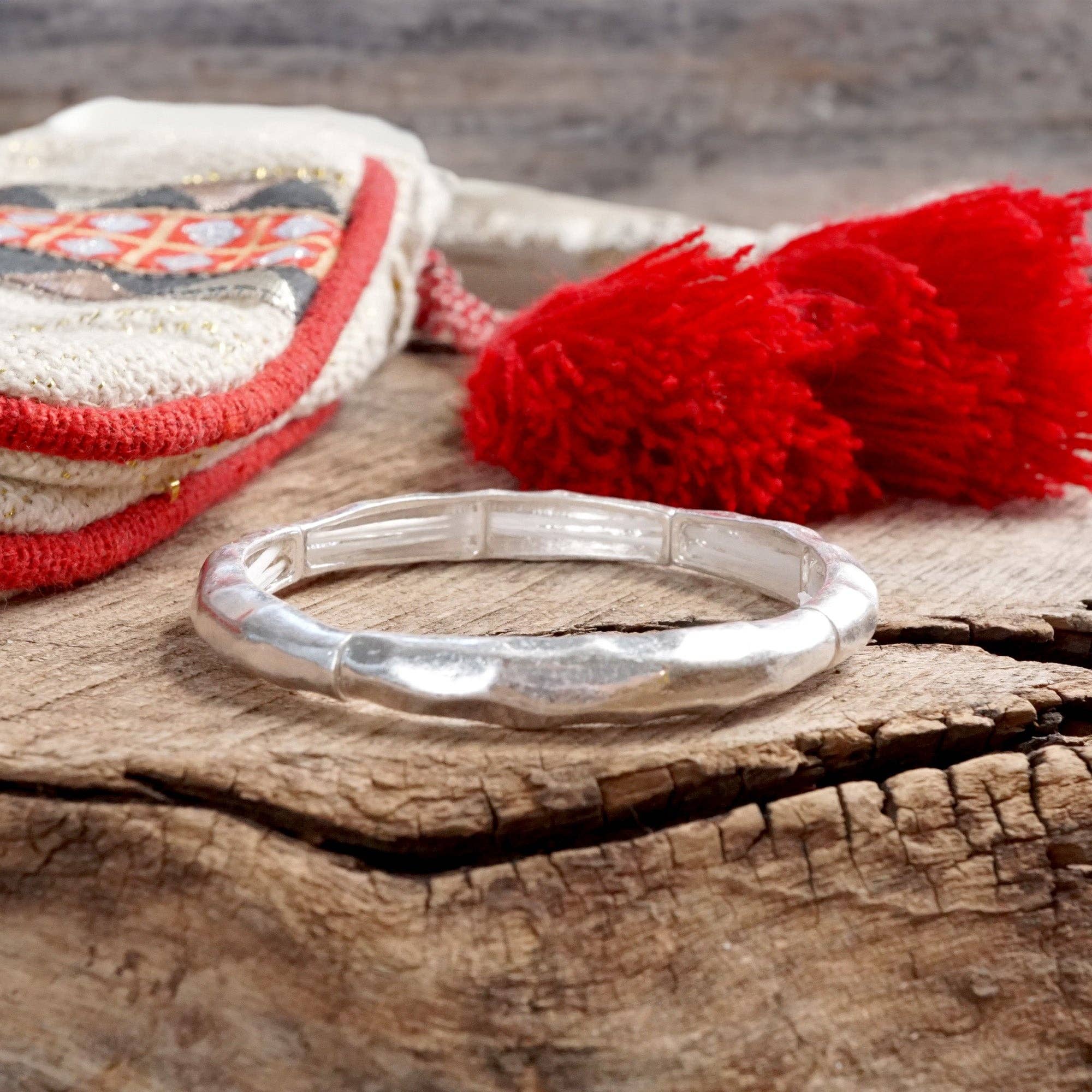 Boho Stretchy Minimalist Bangle Raw Textured Worn Gold-Bracelets-PennyLine inc-Stuffology - Where Vintage Meets Modern, A Boutique for Real Women in Crosbyton, TX