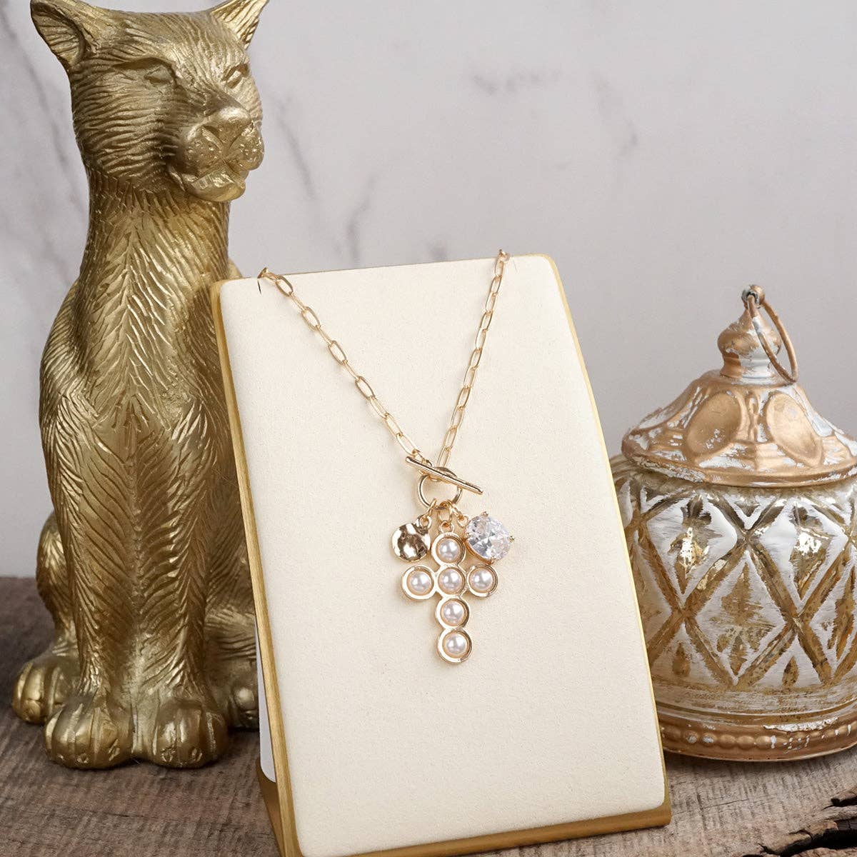 Grace Notes – Dainty Charm Cluster Necklace on Paperclip Chain-Necklaces-PennyLine inc-Stuffology - Where Vintage Meets Modern, A Boutique for Real Women in Crosbyton, TX